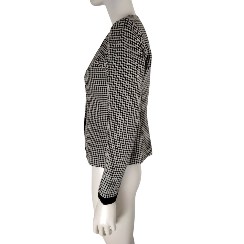 Vintage 1980s Black and Tan Houndstooth Tailored Button Down Jacket 4P - Picture 4 of 11